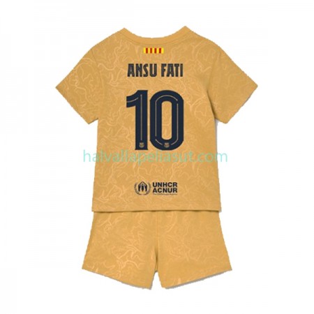 Jalkapallo Pelipaidat/Peliasut FC Barcelona Ansu Fat 10 Lasten Vieraspaita 2022-2023 Lyhythihainen